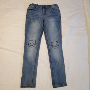 CAT AND JACK KITTY CAT JEANS GIRLS WITH ADJUSTABLE WAIST EXCELLENT CONDITION